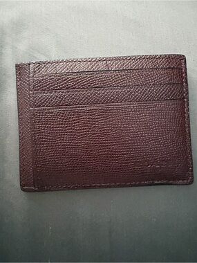 Coach Men's Pebbled Leather Card Holder - Dark Brown